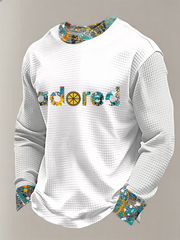 Herren Zitronenrosen Musikliebhaber bedrucktes Waffel-Langarmshirt