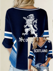 Damen UK Football Liebhaber Schottland Bedrucktes Waffel-T-Shirt