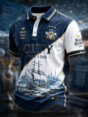 Herren Manchester Fußballfan Blau City Bedruckte Freizeit-Tops