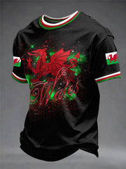 Herren-T-Shirt mit walisischem Drachen-Print