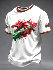 Herren T-Shirt mit walisischem Drachenmotiv