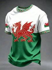 Herren T-Shirt mit walisischem Drachen-Print