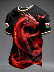 Herren-T-Shirt mit Waliser Drachen-Print
