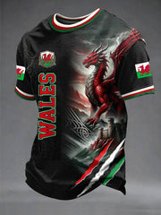 Herren T-Shirt mit walisischem Drachenmotiv