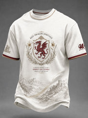 Herren T-Shirt mit walisischem Drachen-Print