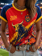 Damen-T-Shirt mit Fußball-Motiv für Fans, leger