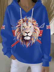 Women's British imitation diamond hot-drilling Printed Casual Hoodie