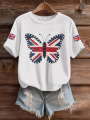 Women's UK Flag Butterfly Cozy Knit Sweater