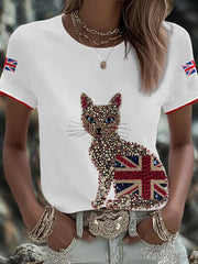 Women's UK Flag Art Printed T-shirt