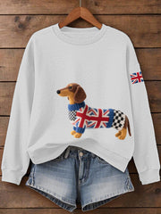 Women's UK Flag Dachshund Print Sweatshirt