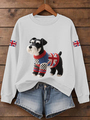 Women's UK Flag Schnauzer Print Sweatshirt