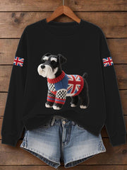 Women's UK Flag Schnauzer Print Sweatshirt