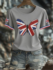 Women's UK Flag Butterfly Printed T-shirt