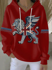 Women's British style imitation denim rhinestone hot-drill print casual hoodie