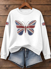 Women's UK Flag Butterfly Print Sweatshirt