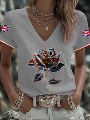 Women's UK Flag Art Printed T-shirt