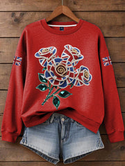 Women's British imitation diamond hot-drilling Print Sweatshirt