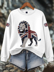 Women's British imitation diamond hot-drilling Print Sweatshirt