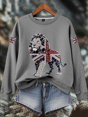 Women's British imitation diamond hot-drilling Print Sweatshirt