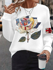 Women's UK Flag Art Rose Printed Sweatshirt