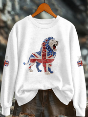 Women's British imitation diamond hot-drilling Printed Regular Sweatshirt