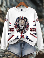 Women's British imitation diamond hot-drilling Print Sweatshirt