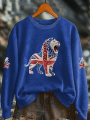 Women's British imitation diamond hot-drilling Printed Regular Sweatshirt