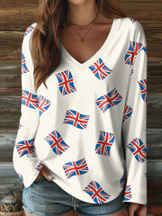 Women's Union Jack Art Print V-Neck T-Shirt