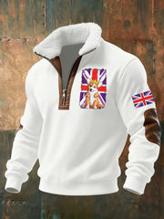 Men's Vintage England Flag Dog Printed Sweatshirt