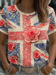 Women's UK Flag Art Printed T-shirt