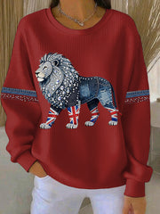 Women's British style imitation denim rhinestone hot-drill Print Casual Sweatshirt