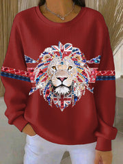 Women's British style imitation rhinestone hot-drilling Print Casual Sweatshirt