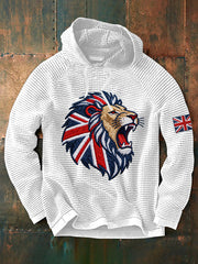 Men's English-style faux-embroidered waffle hoodie