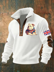 Men's Vintage England Flag Dog Printed Sweatshirt