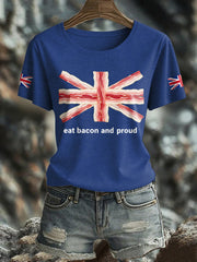 Women's Bacon UK Flag Printed T-Shirt