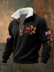 Men's UK Flag Lion Art Printed Sweatshirt