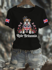 Women's Vintage England Flag Rule Britannia Printed T-shirt