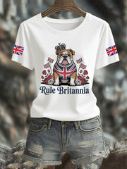 Women's Vintage England Flag Rule Britannia Printed T-shirt