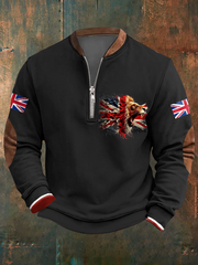 Men's UK Flag Lion Art Printed Sweatshirt