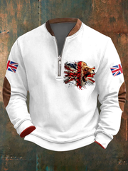 Men's UK Flag Lion Art Printed Sweatshirt