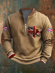 Men's UK Flag Lion Art Printed Sweatshirt