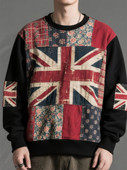 Unisex Union Jack and patchwork printed Crew Neck Sweatshirt