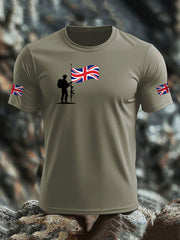Men's British Veteran imitation cotton short-sleeved T-shirt