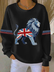 Women's British style imitation rhinestone hot-drilling Print Casual Sweatshirt