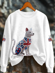 Women's British imitation diamond hot-drilling Printed Regular Sweatshirt
