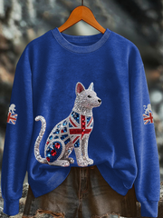 Women's British imitation diamond hot-drilling Printed Regular Sweatshirt