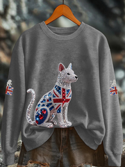 Women's British imitation diamond hot-drilling Printed Regular Sweatshirt