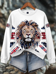 Women's British imitation diamond hot-drilling Print Sweatshirt