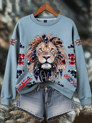 Women's British imitation diamond hot-drilling Print Sweatshirt