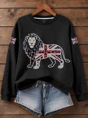 Women's British imitation diamond hot-drilling Print Sweatshirt
